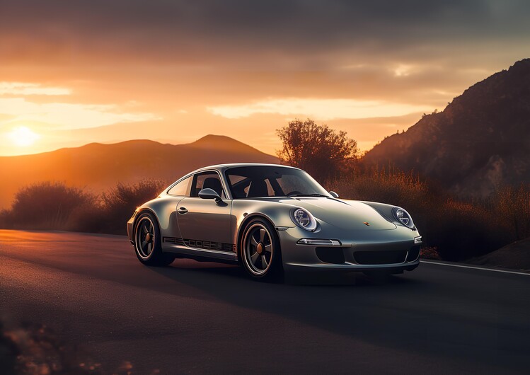 Poster Porsche 911 Car in Sunset