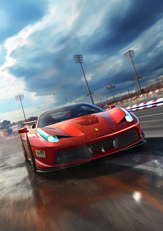 Plakat Ferrari Red Super Car Racing on the Track