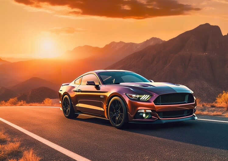 Poster Mustang Shelby Car in the Sunrise