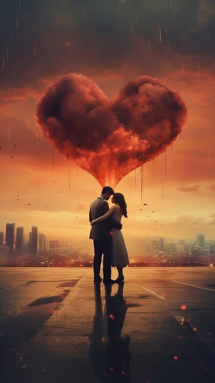 Plakát True love, romantic couple in city