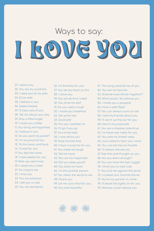 Slika na platnu Malou Studio - 75 Ways to say: I love you - Blue