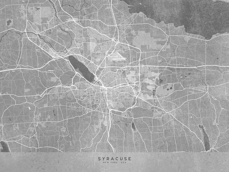 Plakát Map of Syracuse (NY) in grey vintage style