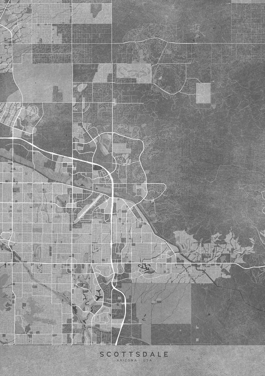 Juliste Map of Scottsdale (AZ, USA) in gray vintage style