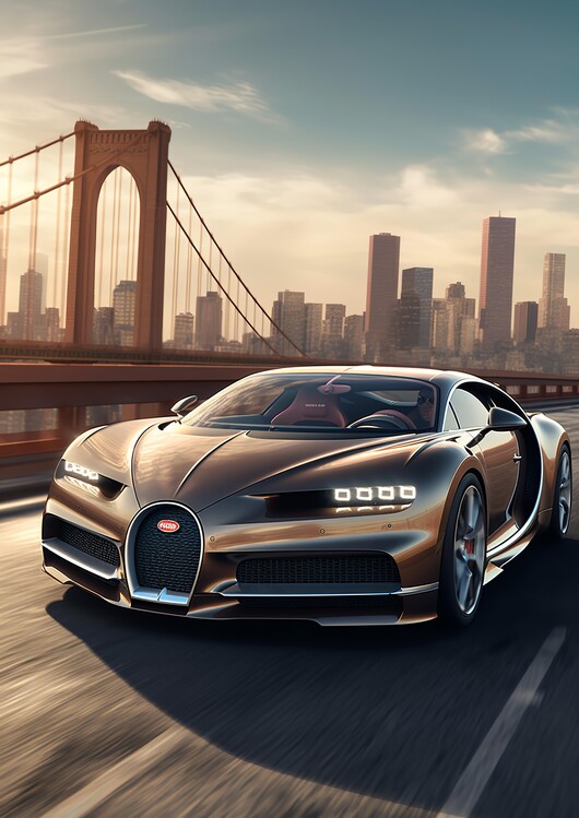 Poster Bugatti Chiron New York City Race Car