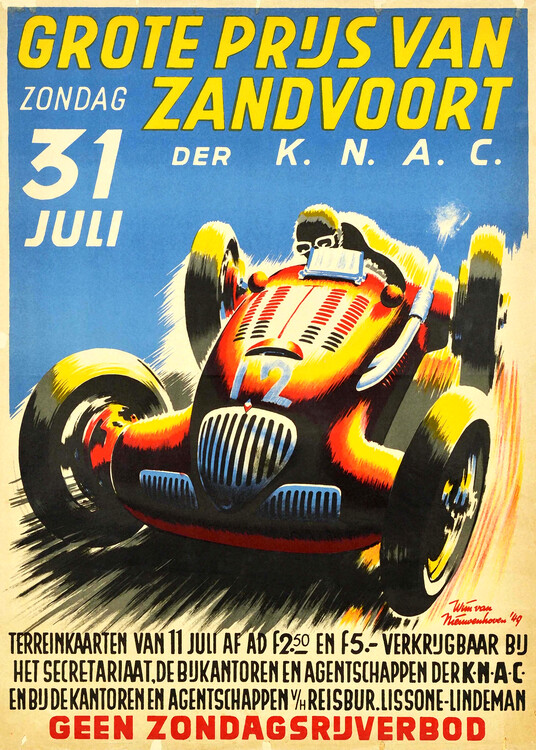Poster Dutch Grand Prix Zandvoort Formula One Car Race