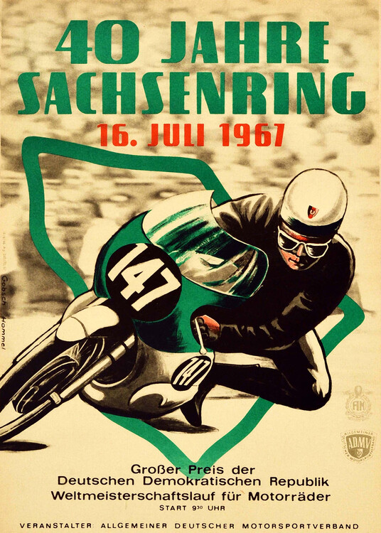 Poster 40 Years Sachsenring 1967 Grand Prix Motorbike Race