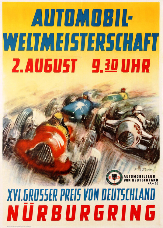 Poster Vintage Grand Prix F1 Engine Sport Poster Weltmeisterschaft