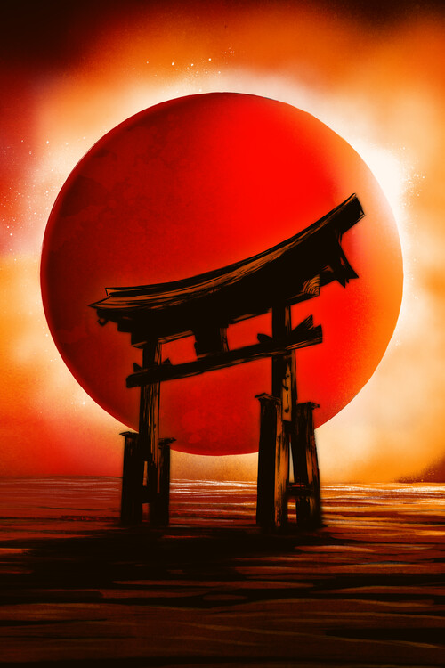 Poster Torii gate under the sun