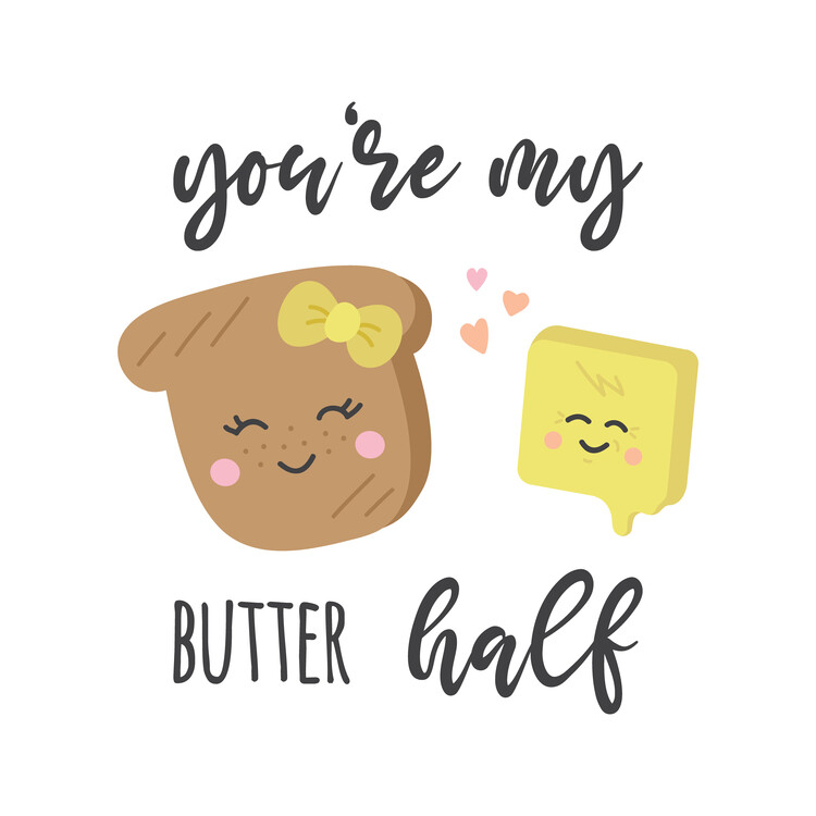 Poster Bread and butter cute illustration