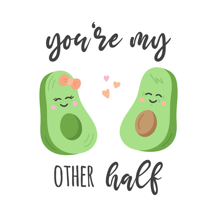 Poster Avocado cute couple illustration