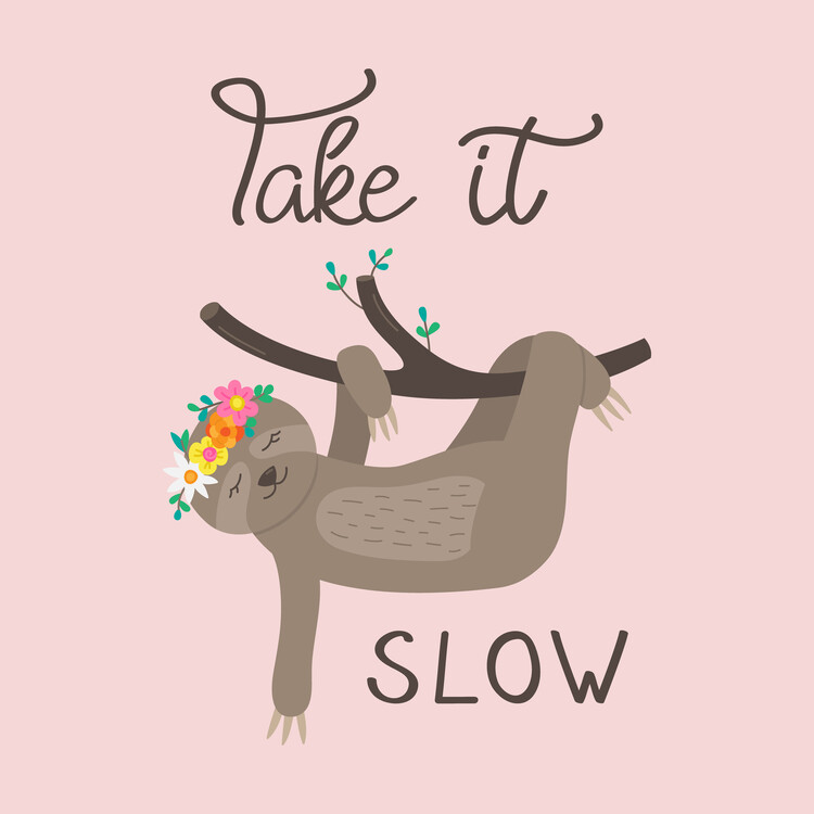 Poster Take it slow sloth cute illustration
