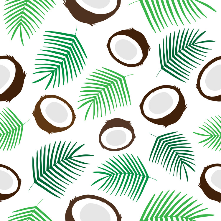 Poster Coconut tropical pattern