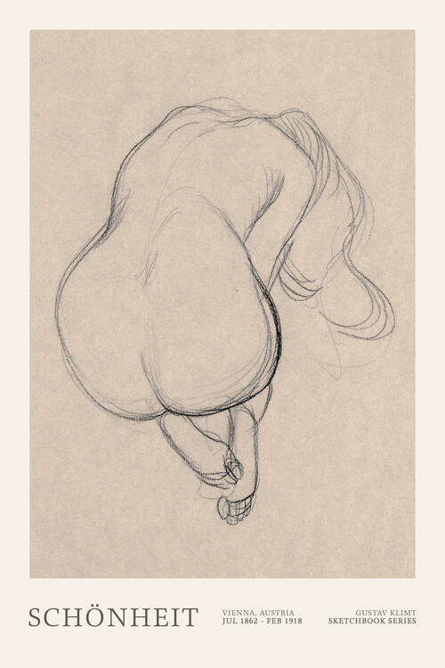 Poster Female Nude Pair No.1 (Bum Drawing / Sketch) - Gustav Klimt