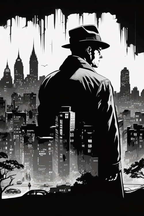 Poster Black and White Detective