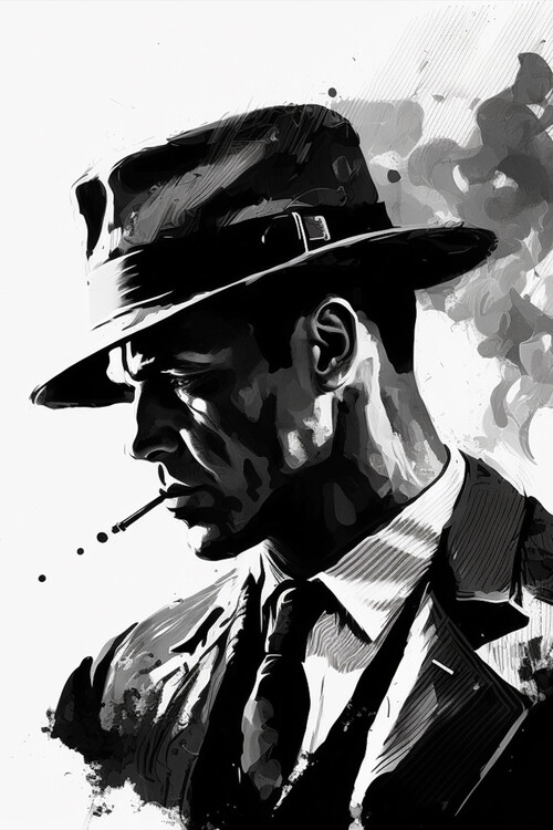 Poster Black & White Noir Smoking Man