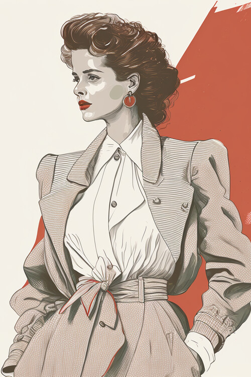 Poster 1980's Fancy Retro Woman with Red Lips