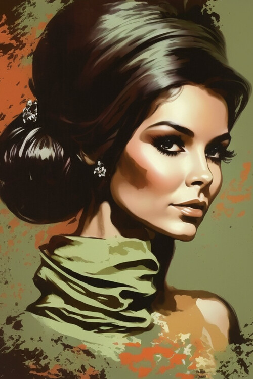 Plakat 1970 Retro Fancy Woman Portrait
