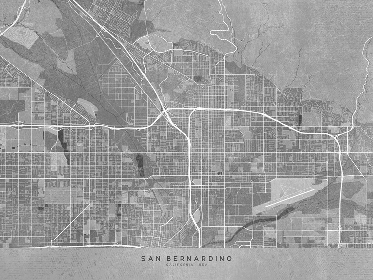 Juliste Map of San Bernardino (CA, USA) in gray vintage style