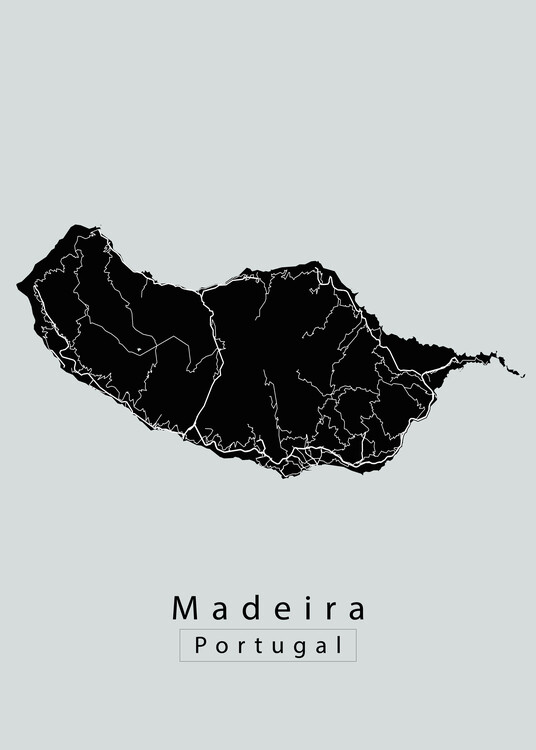 Poster Madeira Portugal Island Map dark