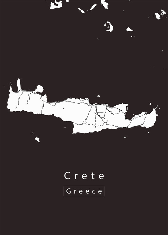 Poster Crete Greece Island Map white
