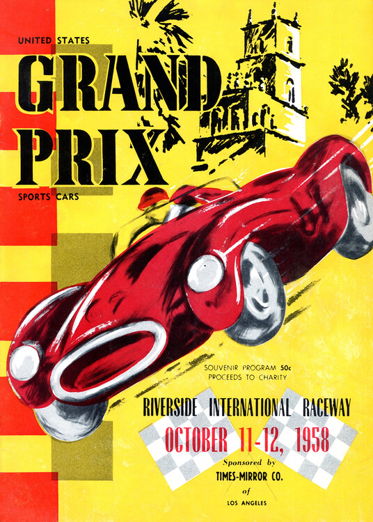 Poster US GRAND PRIX SPORTS RIVERSIDE INTERNATIONAL RACEWAY 1958