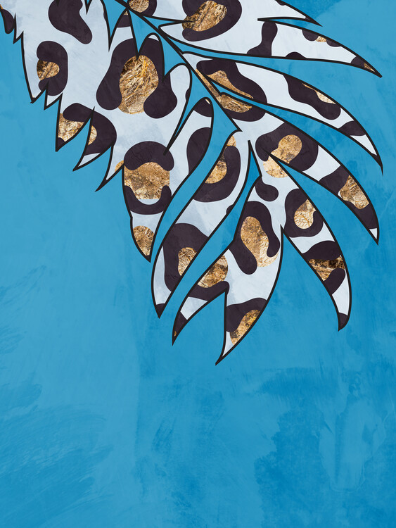 Плакат Blue leopard print leaf