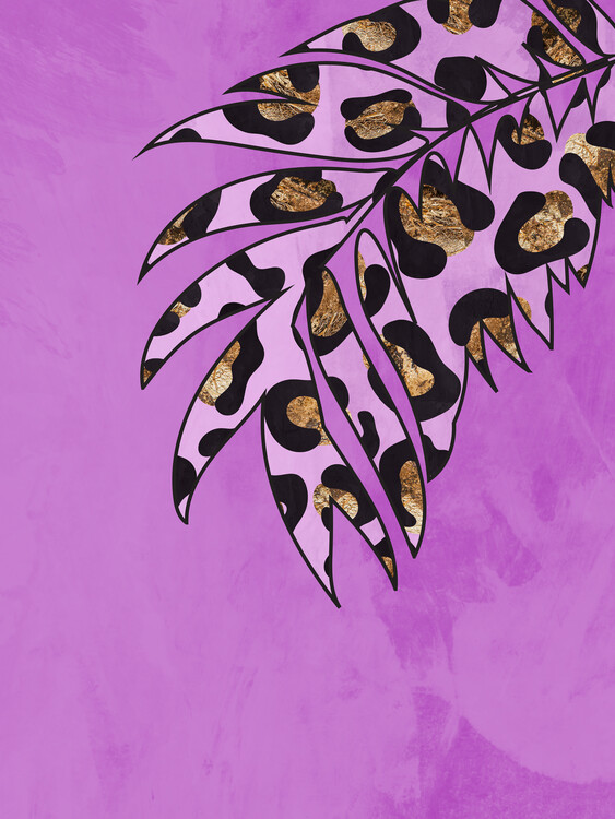 Плакат Pink leopard print leaf