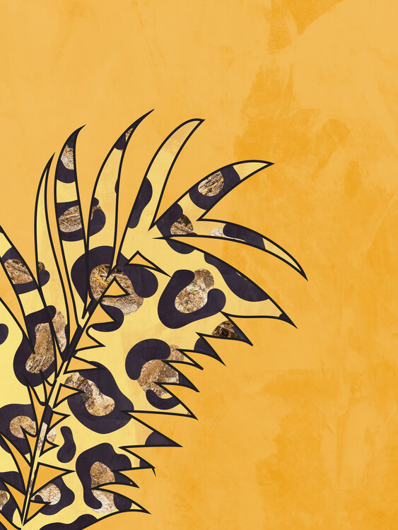 Плакат Yellow leopard print leaf