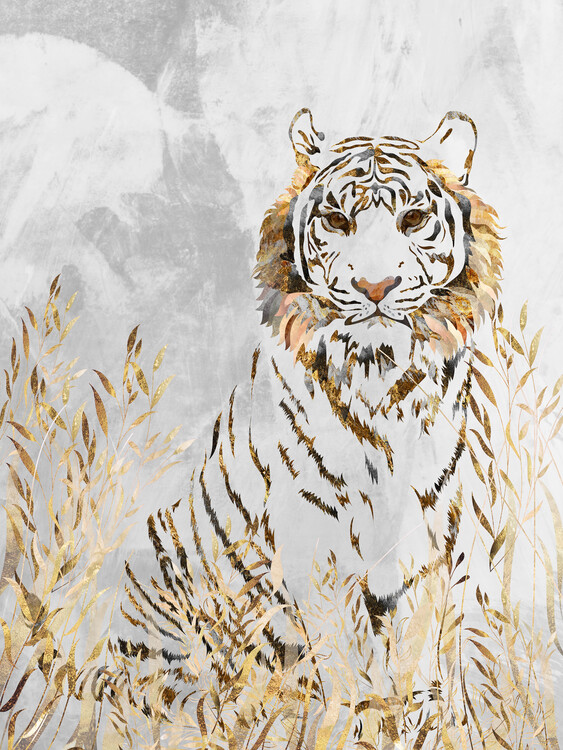 Poster Gold Tiger grasslands