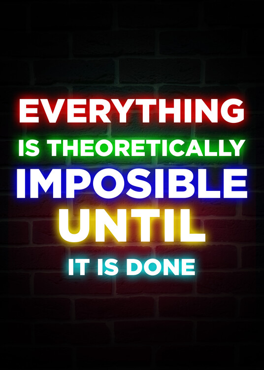 Plakát Everything Is Theoretically - Science Neon Quote