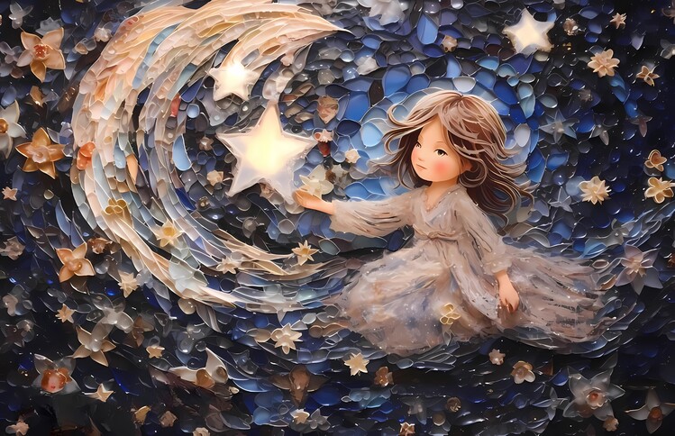 Poster Celestial Innocence: Little Girl as Ethereal Being