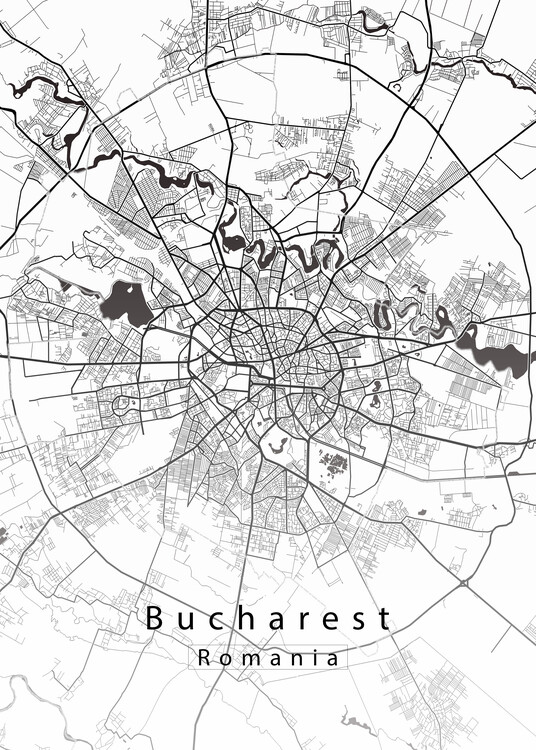 Plakat Bucharest Romania City Map white