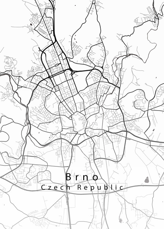 Плакат Brno Czech Republic City Map white