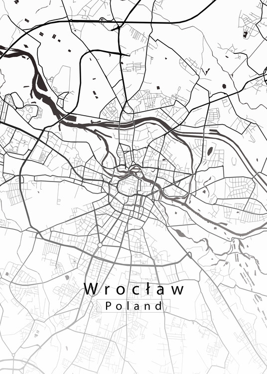 Плакат Wroclaw Poland City Map white