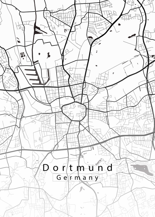 Poster Dortmund Germany City Map white