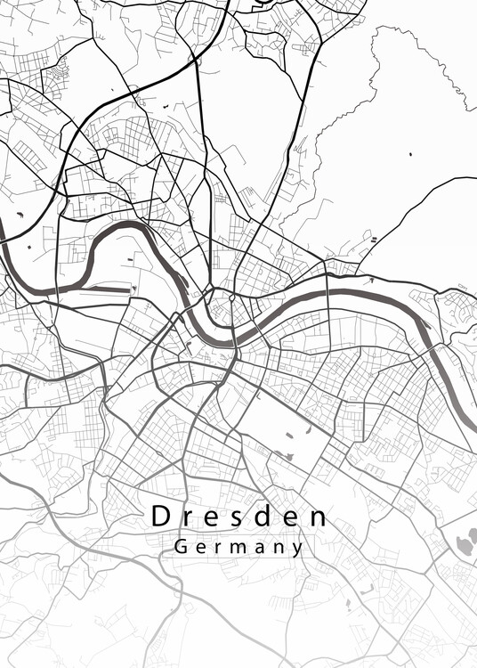 Плакат Dresden Germany City Map white