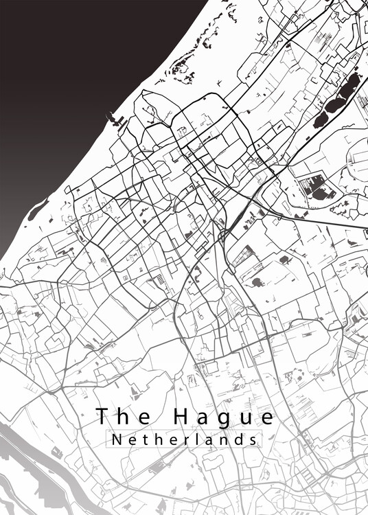 Plakát The Hague Netherlands City Map white