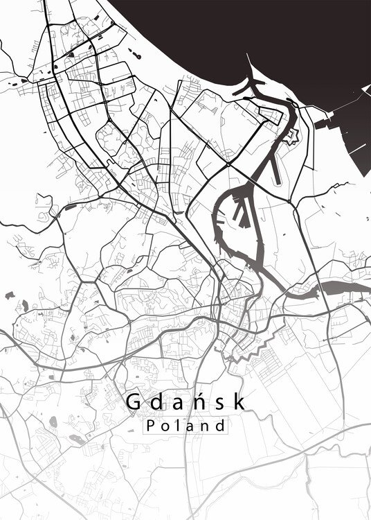 Плакат Gdansk Poland City Map white