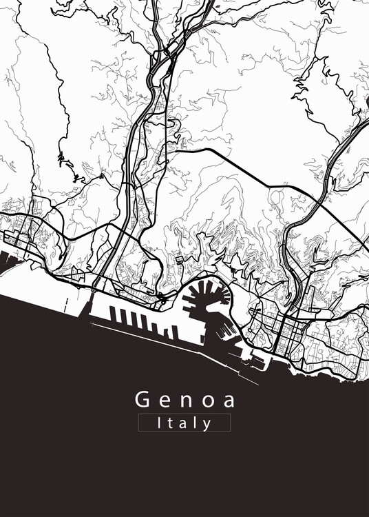 Плакат Genoa Italy City Map white
