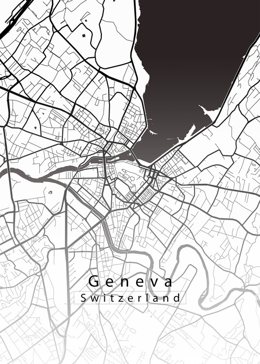Плакат Geneva Switzerland City Map white