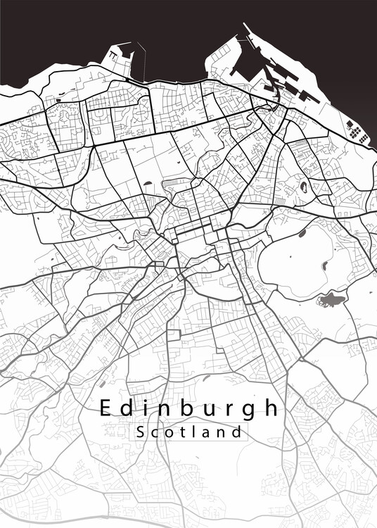 Плакат Edinburgh Scotland City Map white