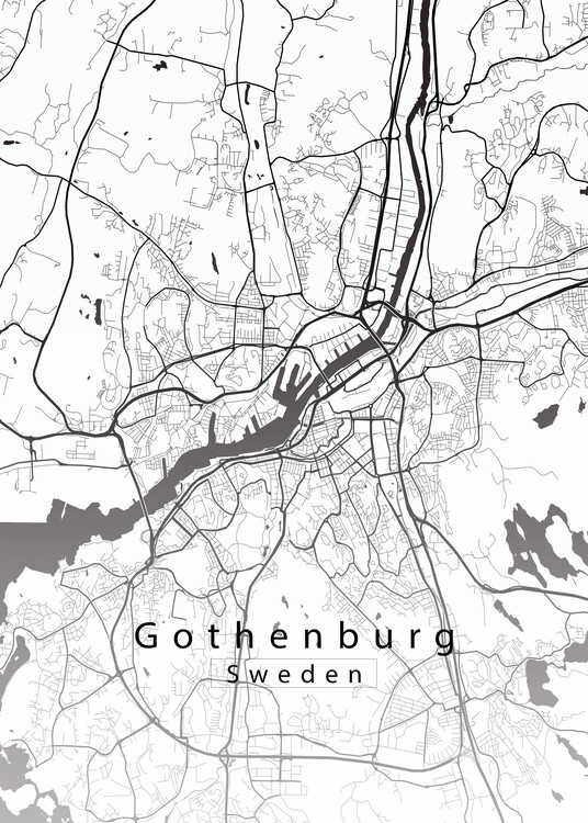 Плакат Gothenburg Sweden City Map white