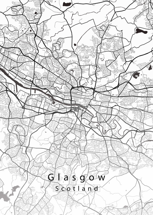 Плакат Glasgow Scotland City Map white