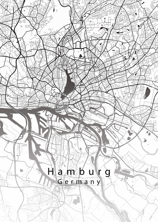 Плакат Hamburg Germany City Map white
