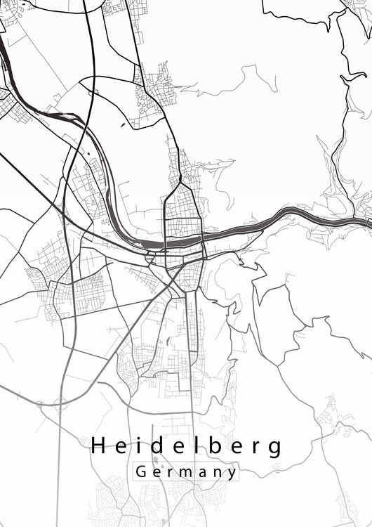 Плакат Heidelberg Germany City Map white