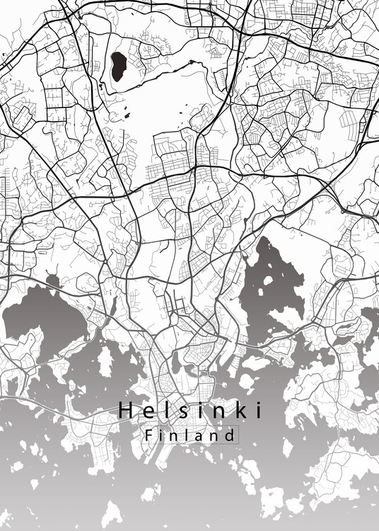 Плакат Helsinki Finland City Map white