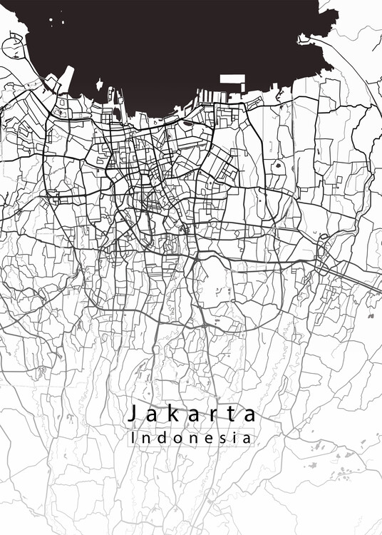 Плакат Jakarta Indonesia City Map white