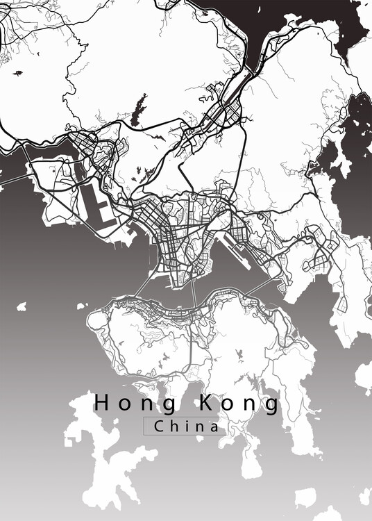 Плакат Hong Kong China City Map white