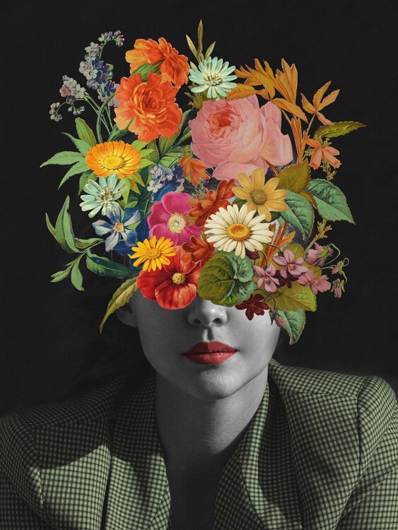 Poster Green vintage bouquet