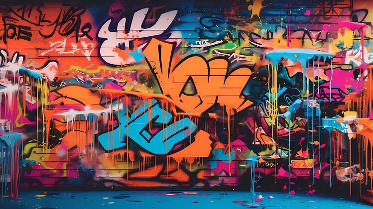 Poster Cityscape: Gigant Size Graffiti Wallpaper Colorful Urban Art